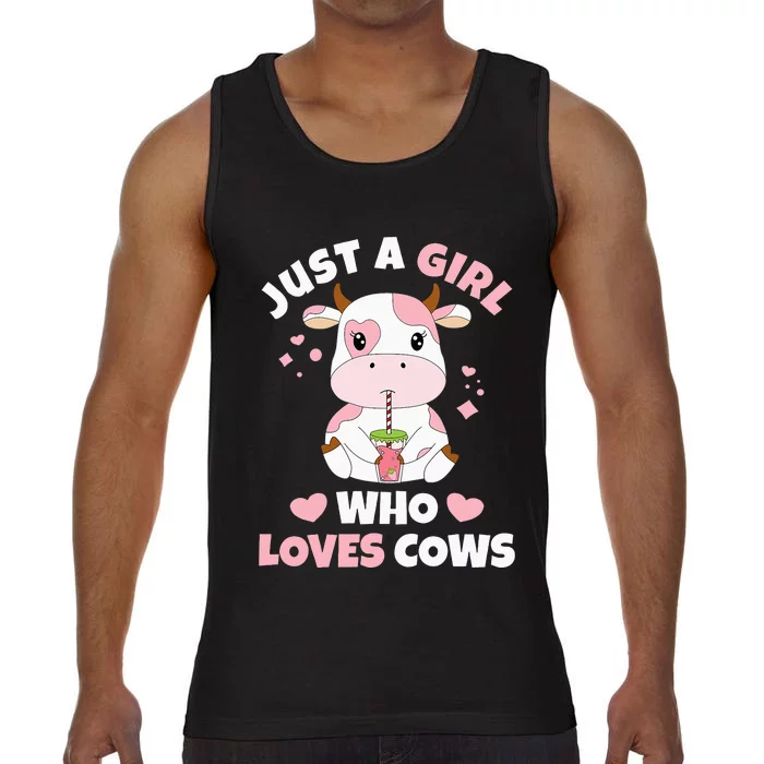 Just A Who Loves Cows Cute Strawberry Cow Cow Print Comfort Colors® Tank Top