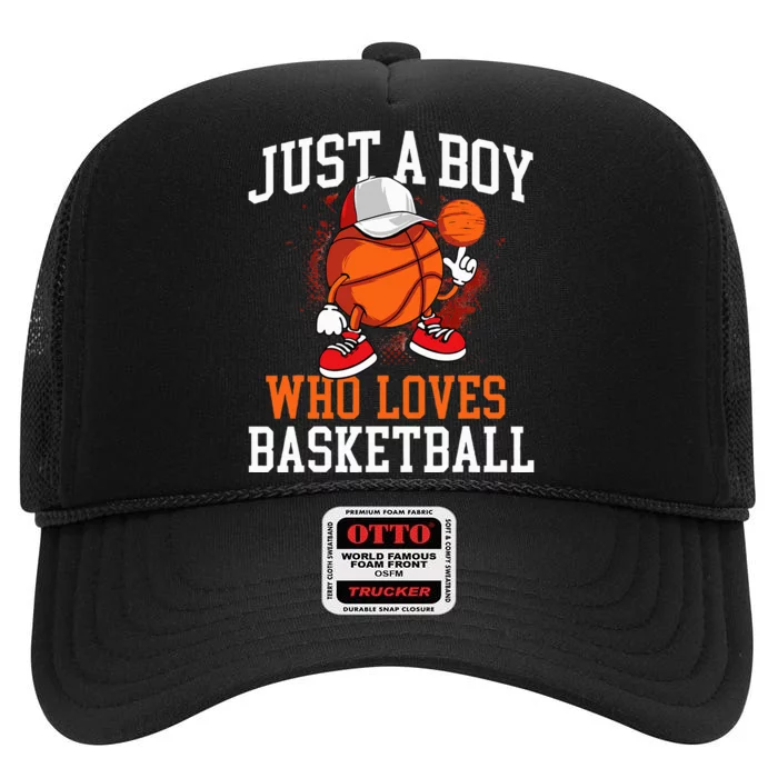 Just A Who Loves Basketball Player Hoops High Crown Mesh Trucker Hat