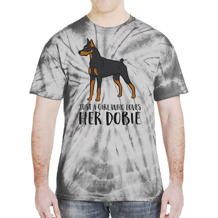 Just a Who Loves Her Dobie Doberman Pincher Dog Tie-Dye T-Shirt