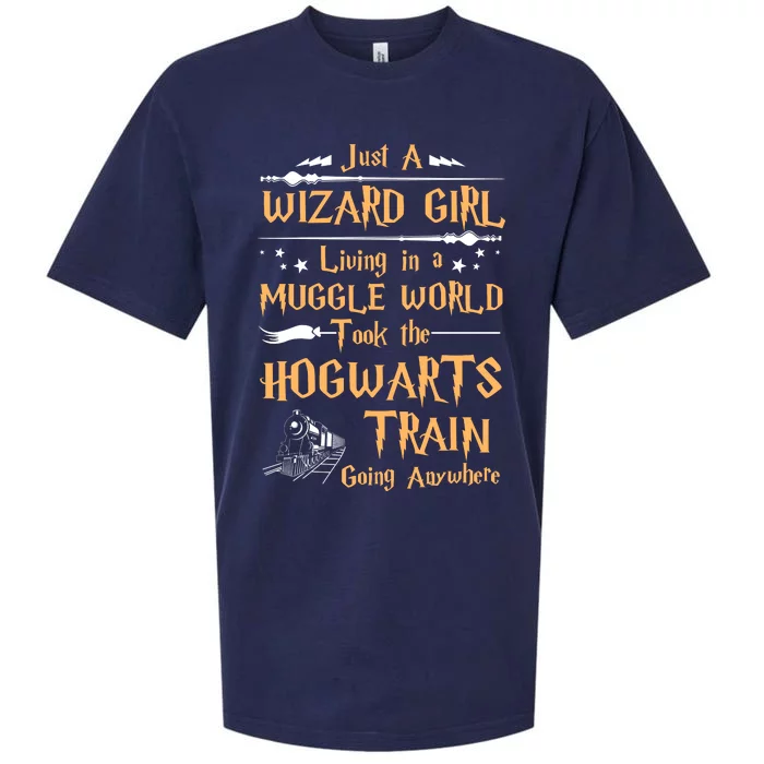 Just A Wizard Girl Living In A Muggle World Took The Hogwarts Train Going Sueded Cloud Jersey T-Shirt