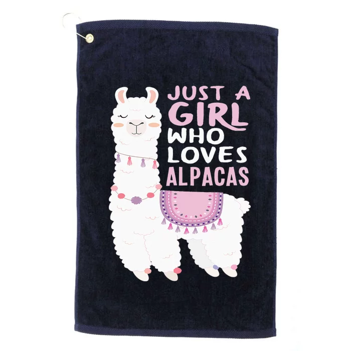 Just A Who Loves Alpacas Cute Alpaca Platinum Collection Golf Towel