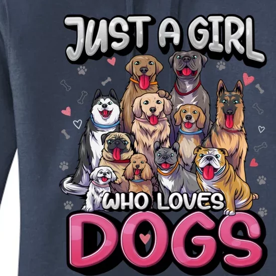 Just A Who Loves Dogs Cool Gift Funny Puppy Dog Lover Gift Women's Pullover Hoodie