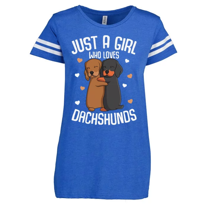 Just a who loves Dachshunds Dog Lover Enza Ladies Jersey Football T-Shirt