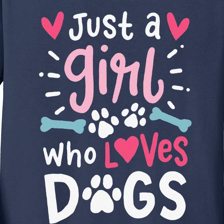 Just A Who Loves Dogs Funny Gift For Dog Lovers Kids Long Sleeve Shirt