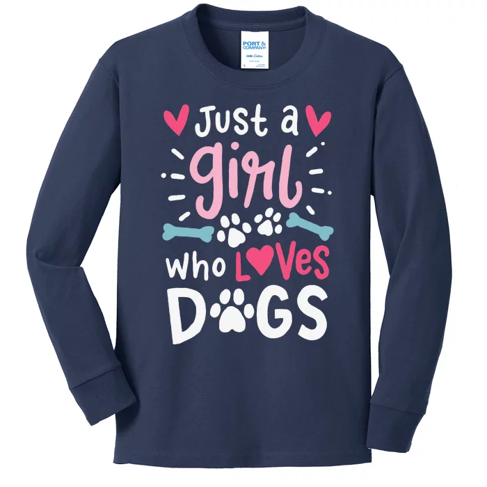 Just A Who Loves Dogs Funny Gift For Dog Lovers Kids Long Sleeve Shirt