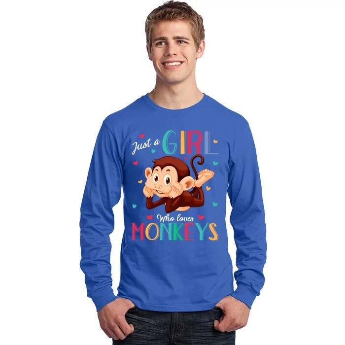 Just A Who Loves Monkeys Gift Monkey Gift Tall Long Sleeve T-Shirt