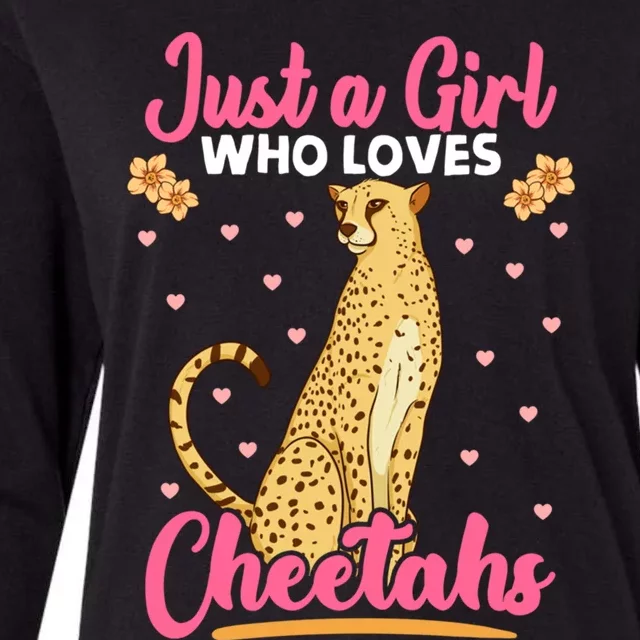 Just A Who Loves Cheetahs African Savanna Zookeeper Cool Gift Womens Cotton Relaxed Long Sleeve T-Shirt