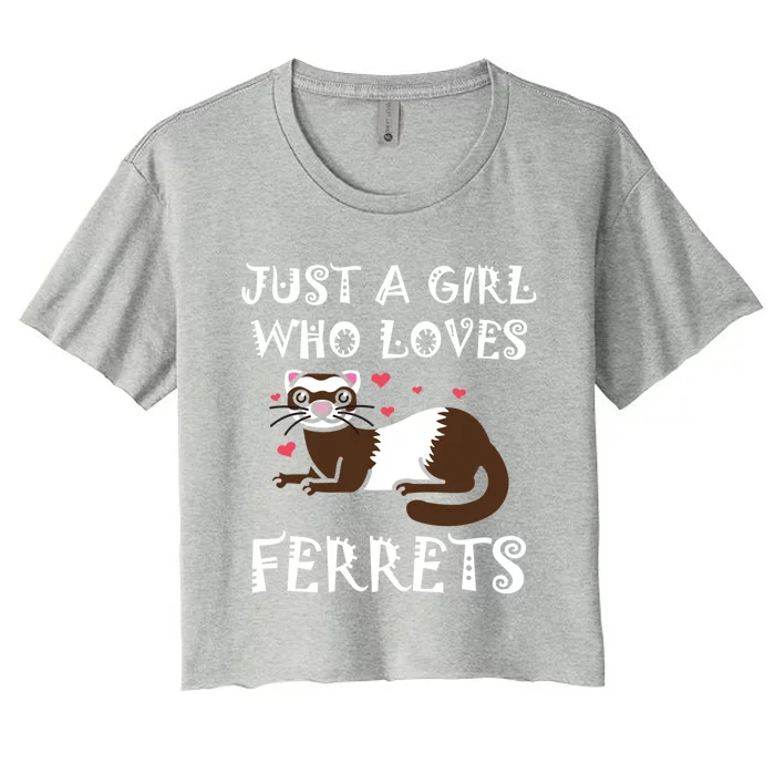 Just A Who Loves Ferrets Zoogoer Wildlife Animal Cool Gift Women's Crop Top Tee