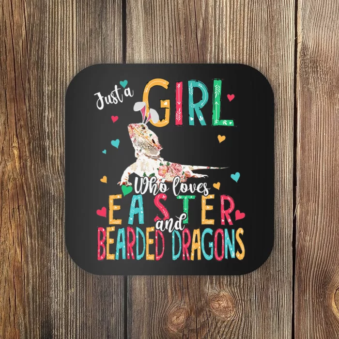 Just A  Who Loves Easter And Bearded Dragon Happy Easter Coaster