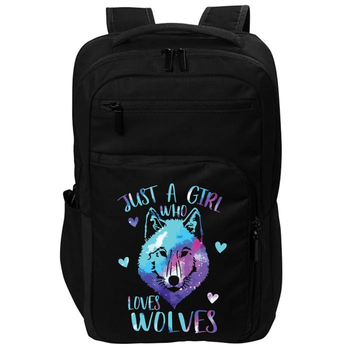 Just A Who Loves Wolves Themed Galaxy Space Wolf Lover Impact Tech Backpack