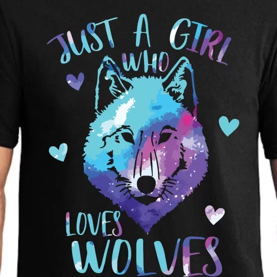 Just A Who Loves Wolves Themed Galaxy Space Wolf Lover Pajama Set