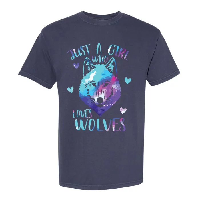 Just A Who Loves Wolves Themed Galaxy Space Wolf Lover Garment-Dyed Heavyweight T-Shirt