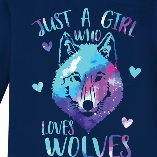 Just A Who Loves Wolves Themed Galaxy Space Wolf Lover Baby Long Sleeve Bodysuit