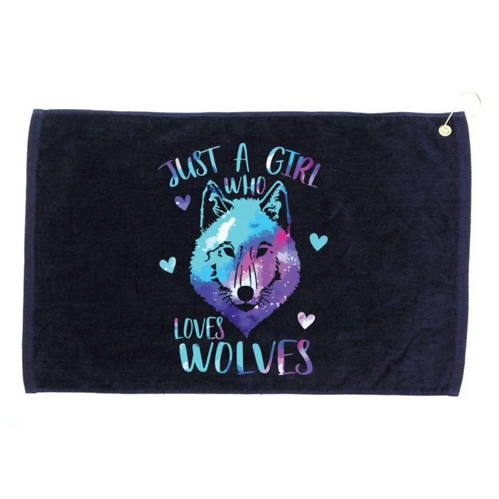 Just A Who Loves Wolves Themed Galaxy Space Wolf Lover Grommeted Golf Towel