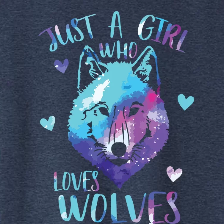 Just A Who Loves Wolves Themed Galaxy Space Wolf Lover Women's Crop Top Tee