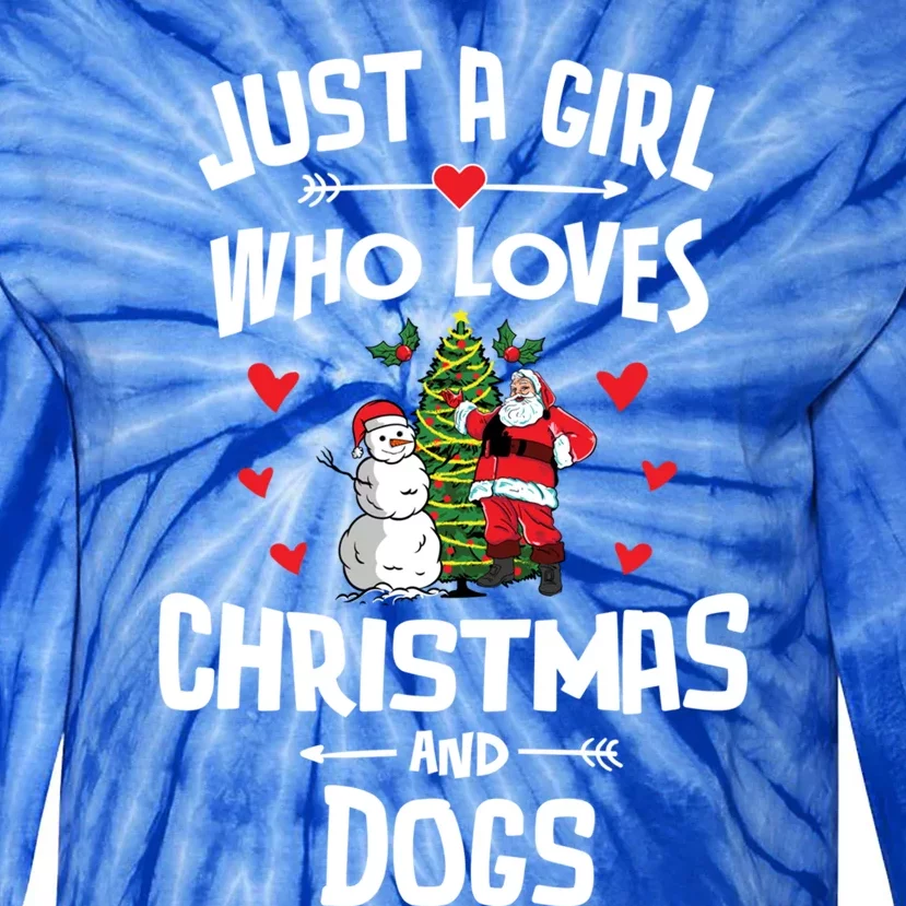 Just A Who Loves Christmas And Dogs Gift Cool Gift Tie-Dye Long Sleeve Shirt