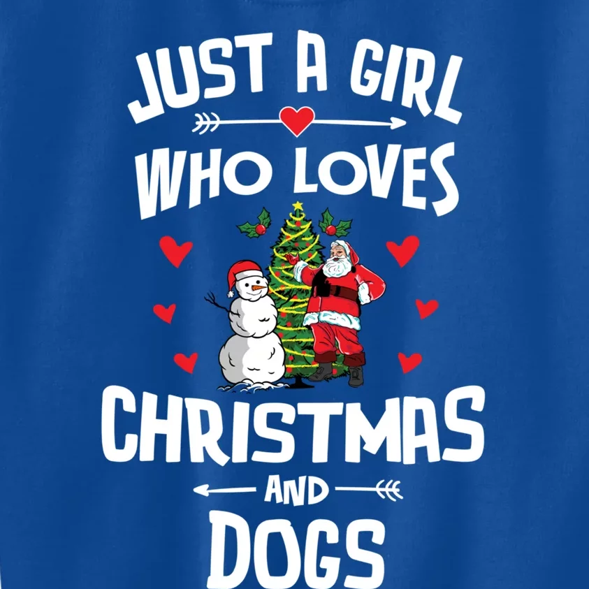 Just A Who Loves Christmas And Dogs Gift Cool Gift Kids Sweatshirt