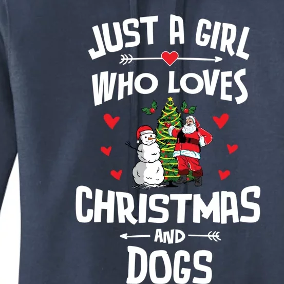 Just A Who Loves Christmas And Dogs Gift Cool Gift Women's Pullover Hoodie