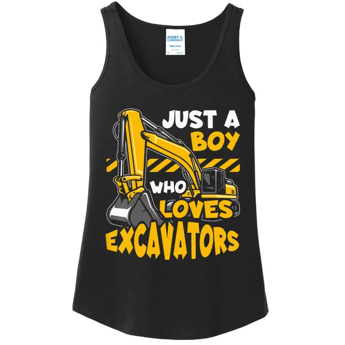 Just A  Who Loves Excavators Ladies Essential Tank