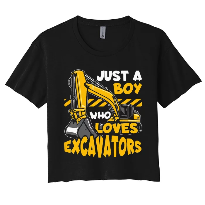 Just A  Who Loves Excavators Women's Crop Top Tee