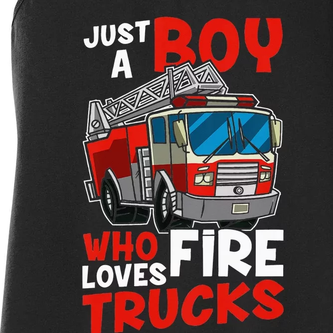 Just A  Who Loves Fire Trucks Women's Racerback Tank