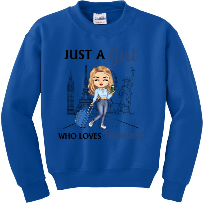 Just A Who Loves Traveling Funny Travel Gift Kids Sweatshirt