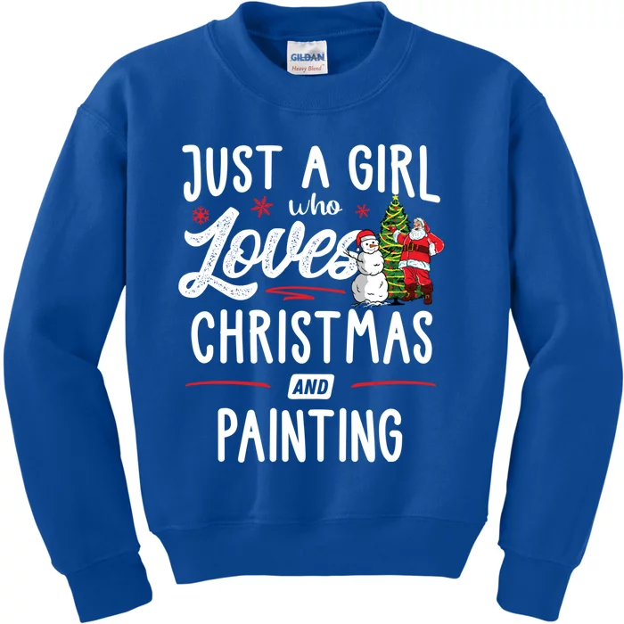 Just A Who Loves Christmas And Painting Gift Gift Kids Sweatshirt