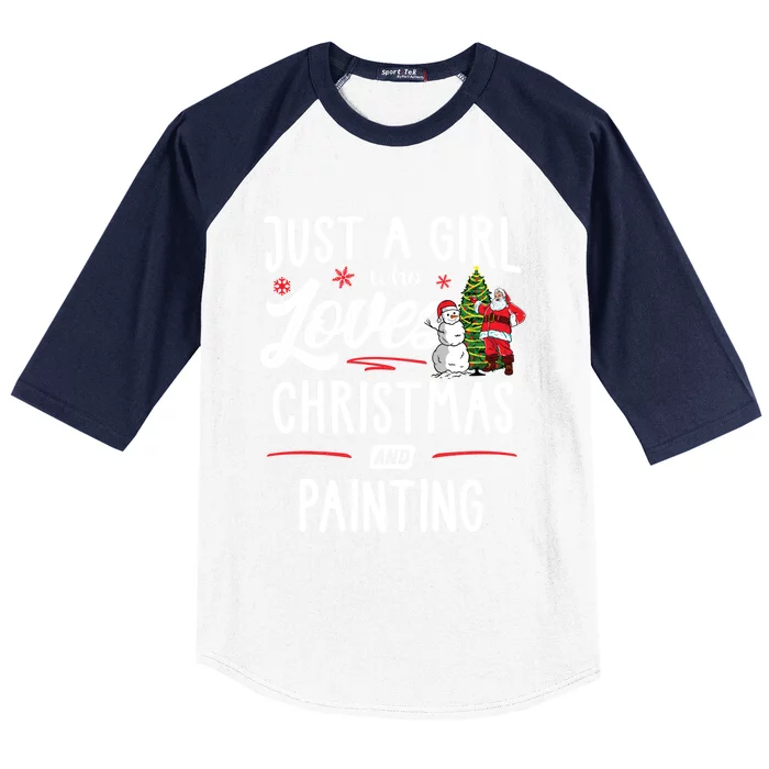 Just A Who Loves Christmas And Painting Gift Gift Baseball Sleeve Shirt