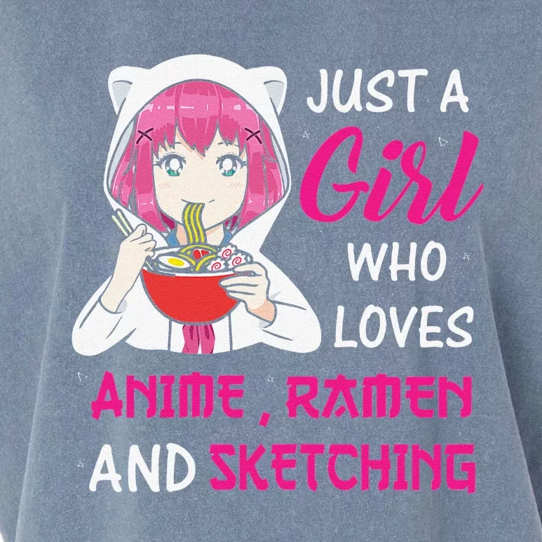 Just A  Who Loves Anime Ra And Sketching Garment-Dyed Women's Muscle Tee