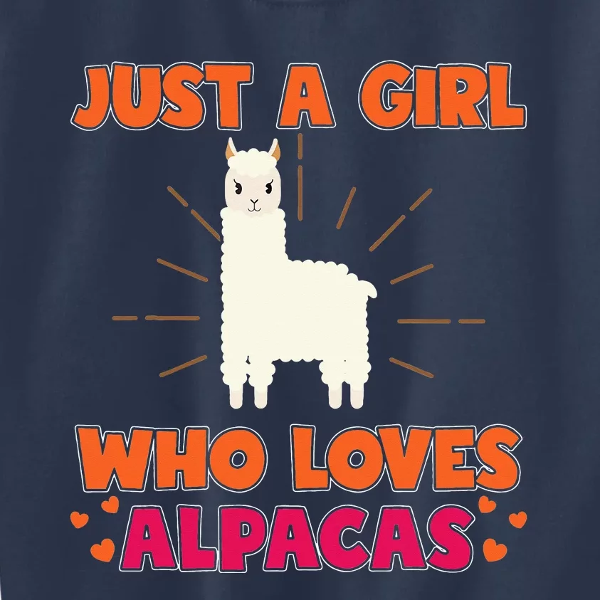 Just A Who Loves Alpacas Funny Animal Gift Kids Sweatshirt