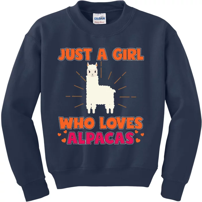 Just A Who Loves Alpacas Funny Animal Gift Kids Sweatshirt