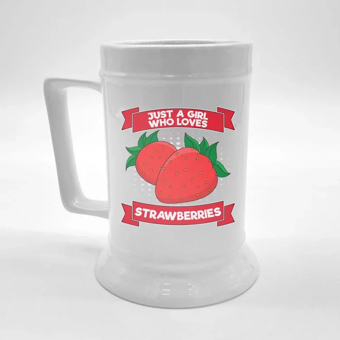 Just A Who Loves Strawberries Strawberry Gift Front & Back Beer Stein