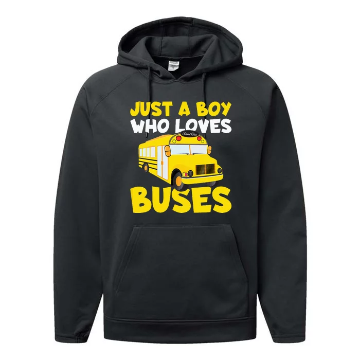 Just a  who loves Buses Performance Fleece Hoodie