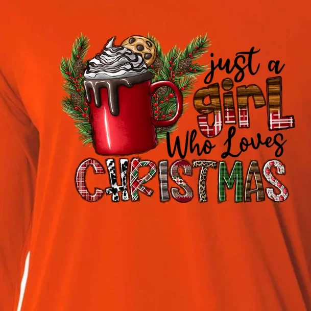 Just A Who Loves Christmas Coffee Cute Gift Cooling Performance Long Sleeve Crew