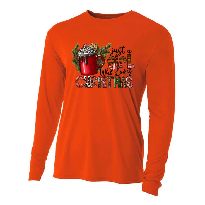 Just A Who Loves Christmas Coffee Cute Gift Cooling Performance Long Sleeve Crew