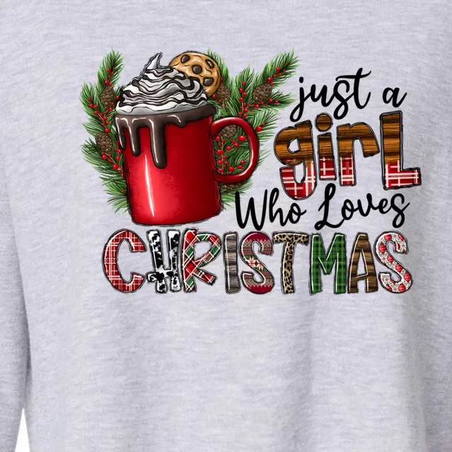 Just A Who Loves Christmas Coffee Cute Gift Cropped Pullover Crew