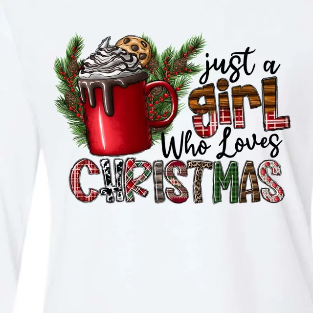 Just A Who Loves Christmas Coffee Cute Gift Womens Cotton Relaxed Long Sleeve T-Shirt