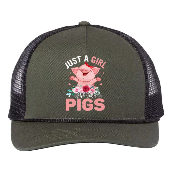 Just A Who Loves Pigs Retro Rope Trucker Hat Cap