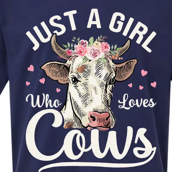 Just a  Who Loves Cows Funny Cute Cow for Girls Sueded Cloud Jersey T-Shirt