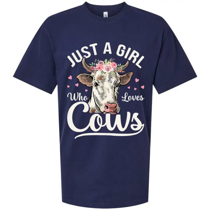 Just a  Who Loves Cows Funny Cute Cow for Girls Sueded Cloud Jersey T-Shirt