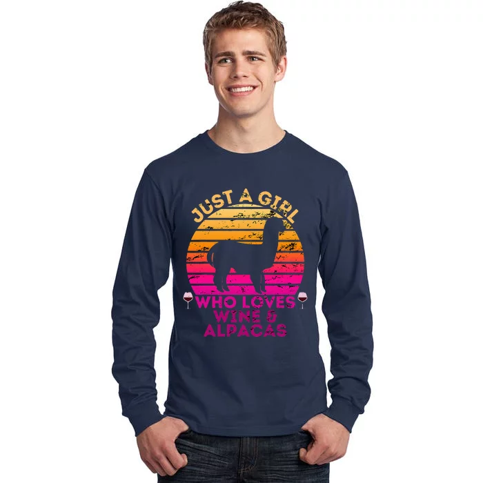 Just A Who Loves Wine And Alpacas - Alpaca Tall Long Sleeve T-Shirt