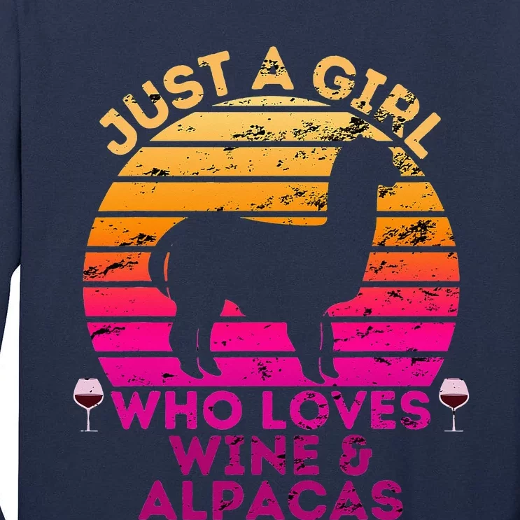 Just A Who Loves Wine And Alpacas - Alpaca Tall Long Sleeve T-Shirt