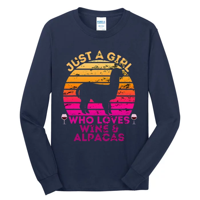 Just A Who Loves Wine And Alpacas - Alpaca Tall Long Sleeve T-Shirt