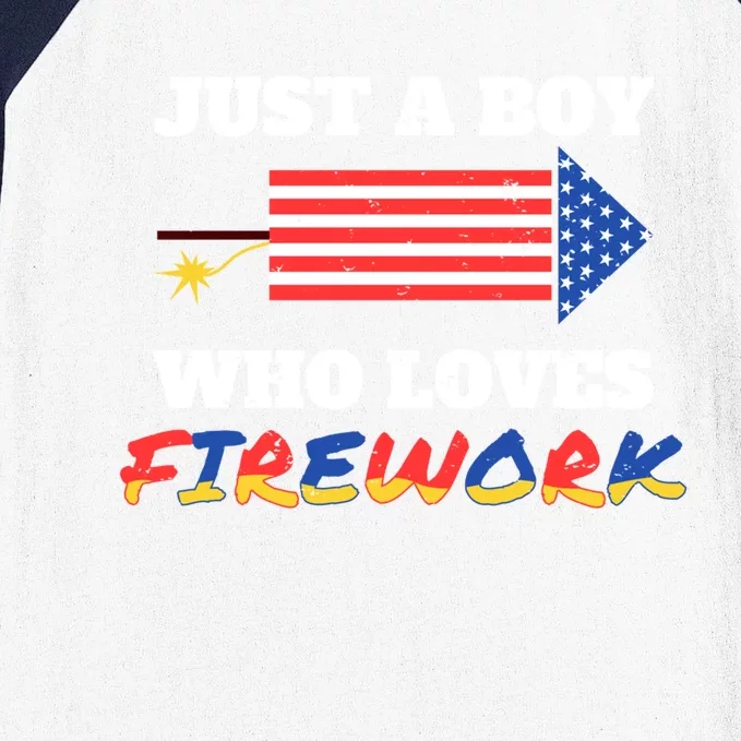 Just A Who Loves Firework Firecrackers 4th Of July Gift Baseball Sleeve Shirt