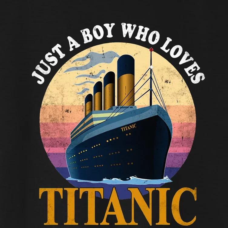 Just A  Who Loves Titanic Boat Titanic Women's Crop Top Tee