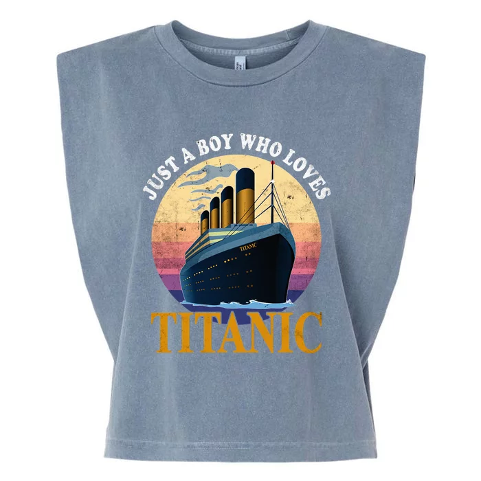 Just A  Who Loves Titanic Boat Titanic Garment-Dyed Women's Muscle Tee