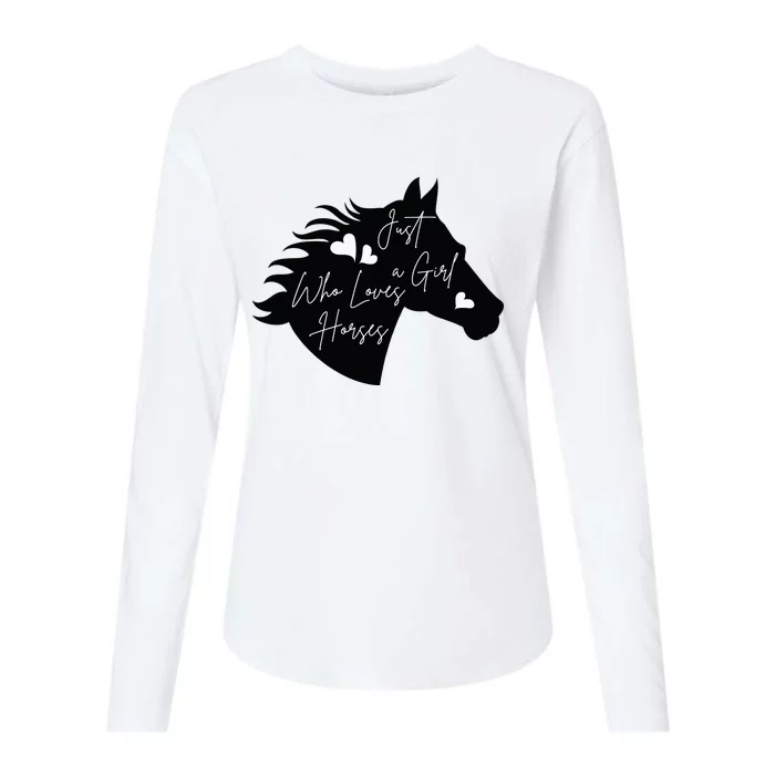 Just A Who Loves Horses Horse Gifts For Horse Womens Cotton Relaxed Long Sleeve T-Shirt