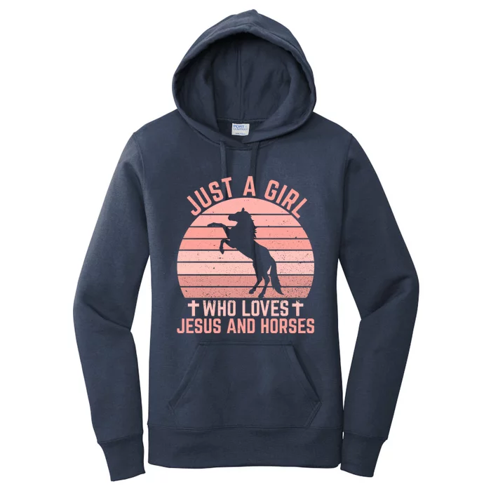 Just A Who Loves Jesus And Horses Christian Riders Gift Women's Pullover Hoodie