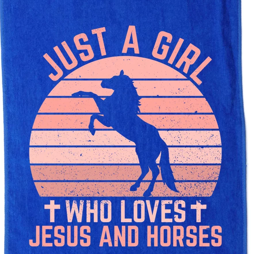 Just A Who Loves Jesus And Horses Christian Riders Gift Platinum Collection Golf Towel