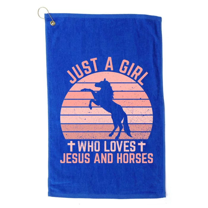 Just A Who Loves Jesus And Horses Christian Riders Gift Platinum Collection Golf Towel